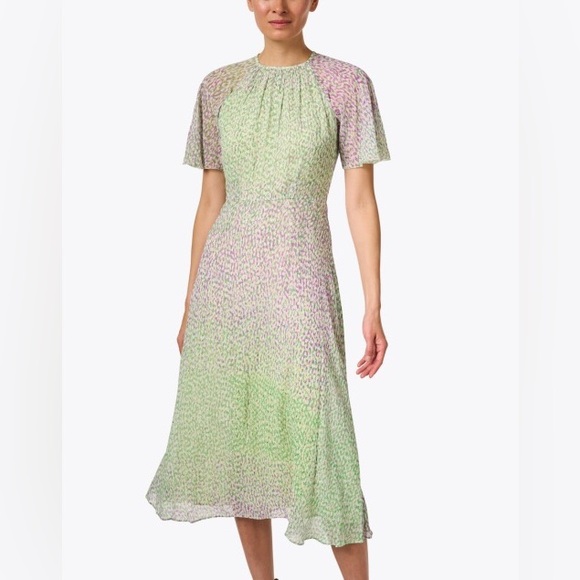 L.K. Bennett Elowen Lilac and Green Animal Print Midi Dress - Picture 5 of 16